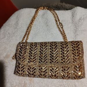 Elegant Gold Beaded Women's Bag